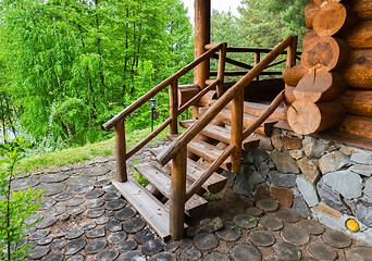 Image showing Natural wood staircase