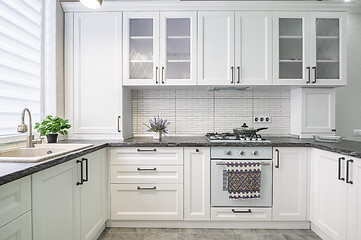 Image showing Modern white kitchen interior