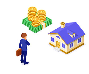 Image showing Sale Purchase Rent Mortgage House Isometric