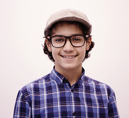 Image showing portrait  of smart looking arab teenager with glasses