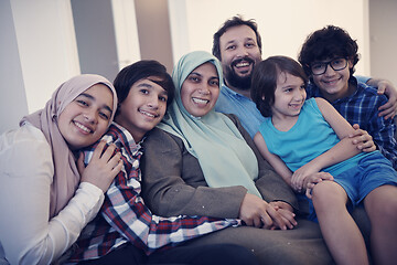 Image showing muslim family portrait  at home