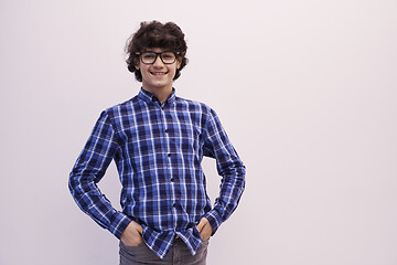 Image showing portrait  of smart looking arab teenager with glasses