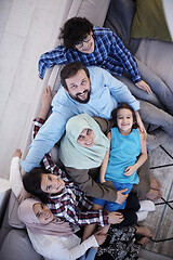 Image showing muslim family portrait  at home top view