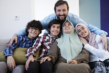 Image showing muslim family portrait  at home