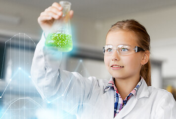 Image showing girl with test tube studying chemistry at school