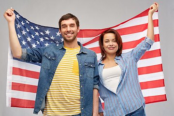 Image showing couple holding flag of united states of america