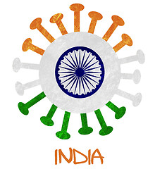 Image showing The Indian national flag with corona virus or bacteria
