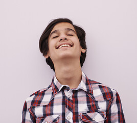 Image showing portrait  arab teenager on white background