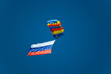 Image showing Parachutist with Russia flag.