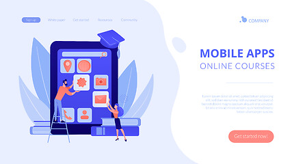 Image showing Mobile app development courses concept landing page