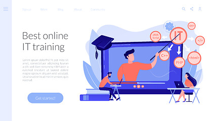 Image showing Online IT courses concept landing page