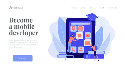 Image showing Mobile app development courses concept landing page