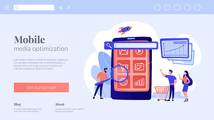 Image showing Mobile media optimization concept landing page