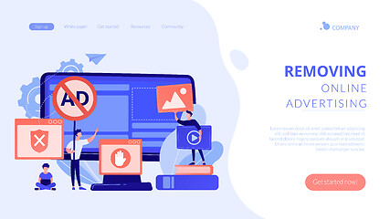 Image showing Ad blocking software concept landing page.