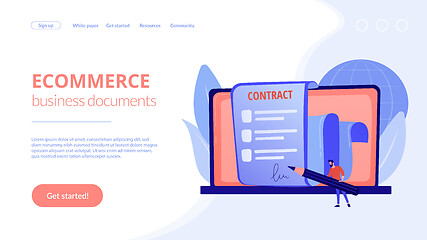 Image showing Electronic contract concept landing page