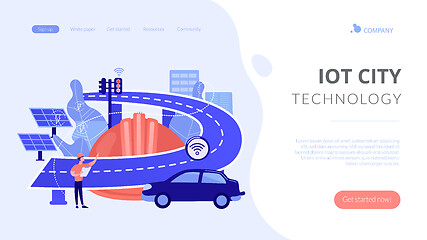 Image showing Smart roads construction concept landing page.