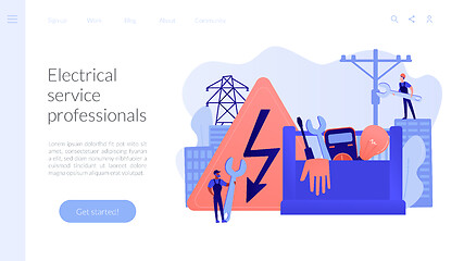 Image showing Electrician services concept landing page