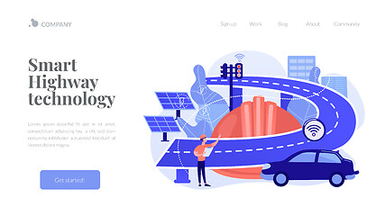 Image showing Smart roads construction concept landing page.