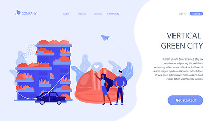 Image showing Vertical green city concept landing page.