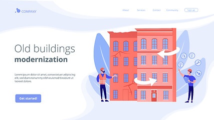 Image showing Old buildings modernization concept landing page