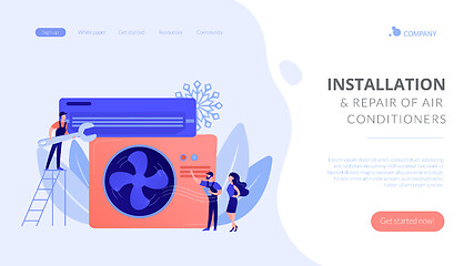 Image showing Air conditioning and refrigeration services concept landing page