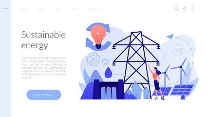 Image showing Sustainable energy concept landing page.