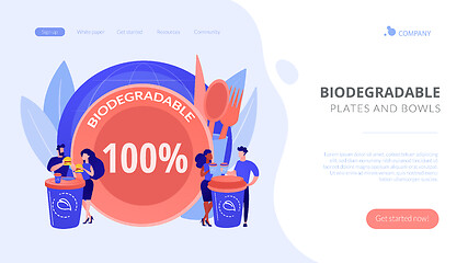 Image showing Biodegradable disposable tableware concept landing page