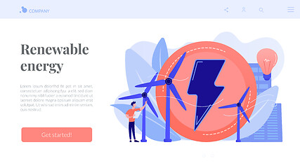 Image showing Wind power concept landing page.