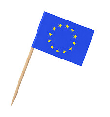 Image showing Small paper EU flag on wooden stick