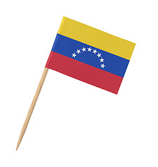 Image showing Small paper Venezuelan flag on wooden stick