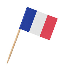 Image showing Small paper French flag on wooden stick