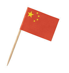 Image showing Small paper Chinese flag on wooden stick