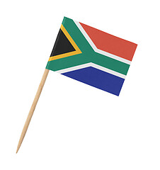 Image showing Small paper South African flag on wooden stick