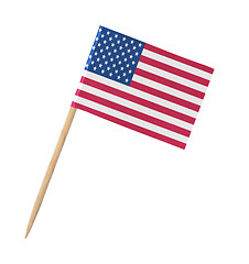 Image showing Small paper American flag on wooden stick