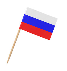 Image showing Small paper Russian flag on wooden stick