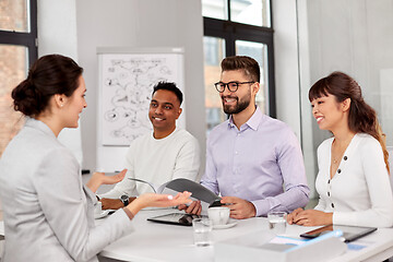 Image showing recruiters having job interview with employee