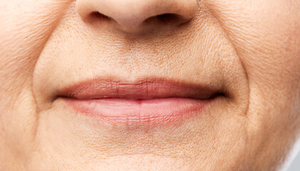 Image showing close up of senior woman lips