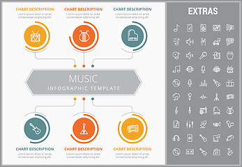 Image showing Music infographic template, elements and icons.