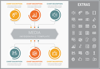 Image showing Media infographic template, elements and icons.