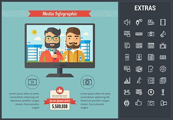 Image showing Media infographic template, elements and icons.