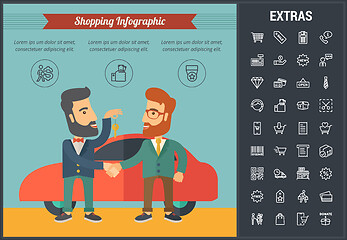 Image showing Shopping infographic template, elements and icons.