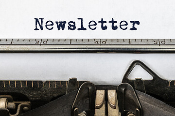 Image showing Vintage typewriter with word newsletter