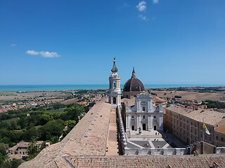 Image showing flight over Basilica della Santa Casa Loreto Italy