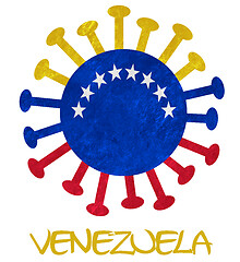 Image showing The Venezuelan national flag with corona virus or bacteria