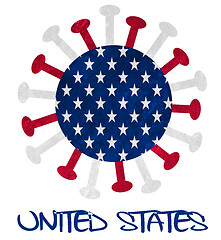 Image showing The national flag of the United States with corona virus or bact