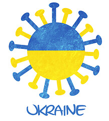 Image showing The national flag of Ukraine with corona virus or bacteria
