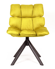 Image showing Modern chair made from suede and metal - Yellow