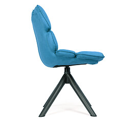 Image showing Modern chair made from suede and metal - Blue