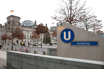 Image showing Berlin, Germany - December 30, 2019: Bundestag Berlin U-Bahn met