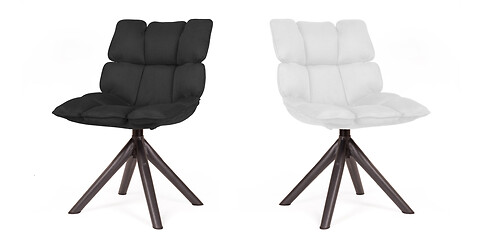 Image showing Modern chairs made from suede and metal - Black and white